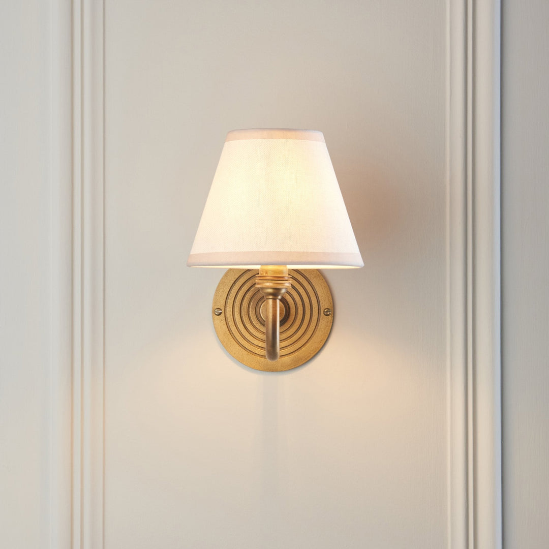 Endon 114101 Ripple Curve & Ivy 16cm Wall Light Antique Brass & Vintage White Fabric