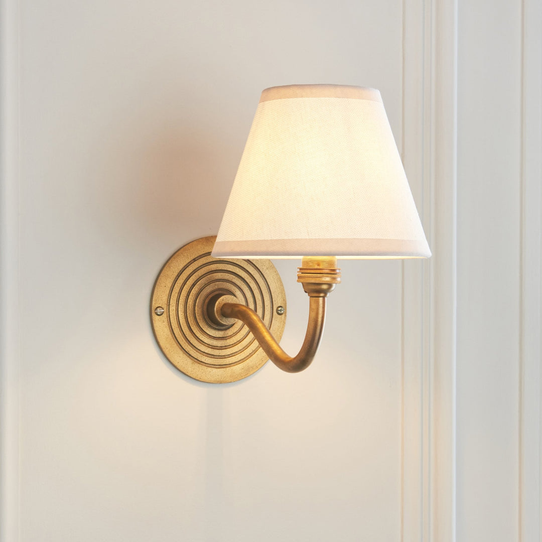 Endon 114101 Ripple Curve & Ivy 16cm Wall Light Antique Brass & Vintage White Fabric