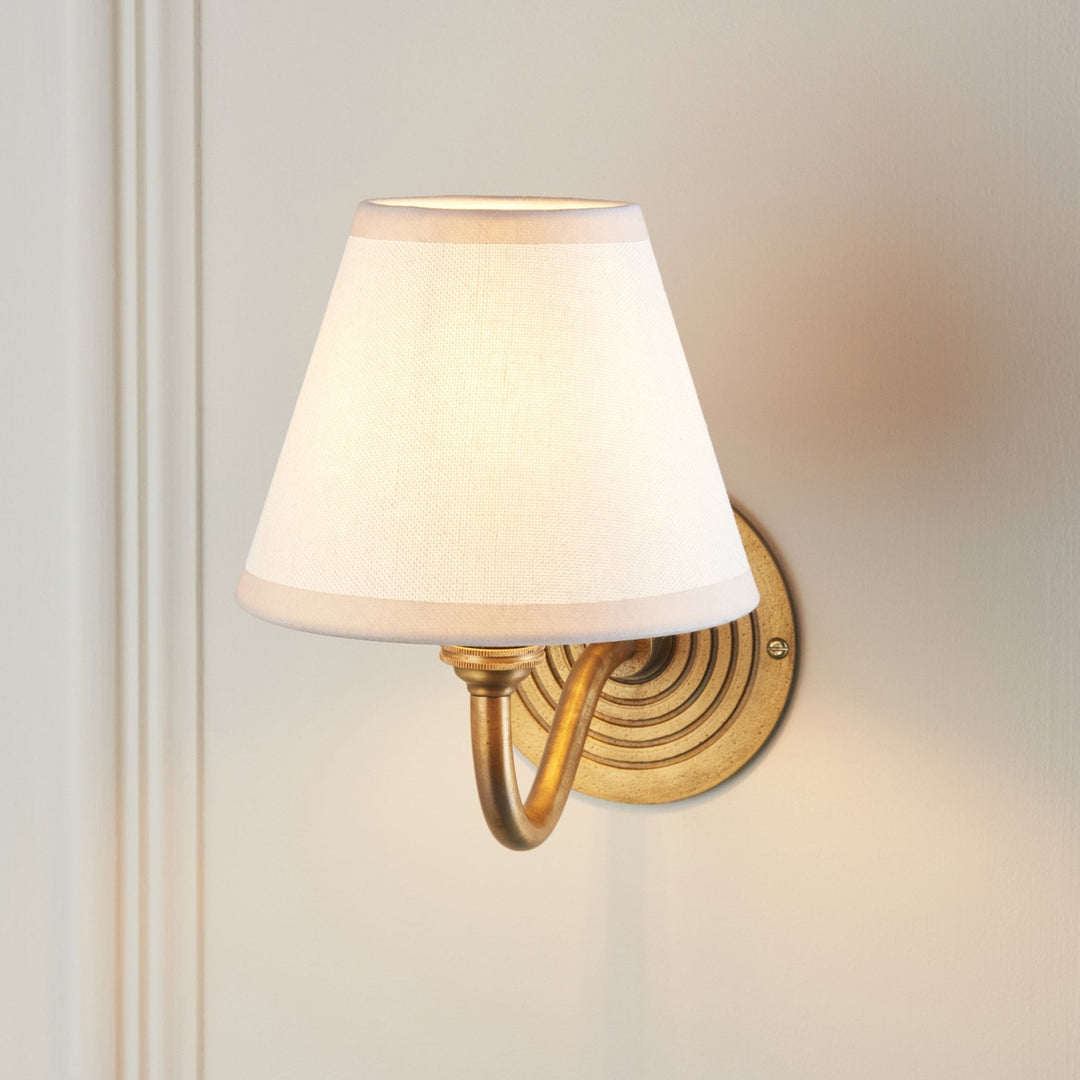Endon 114101 Ripple Curve & Ivy 16cm Wall Light Antique Brass & Vintage White Fabric