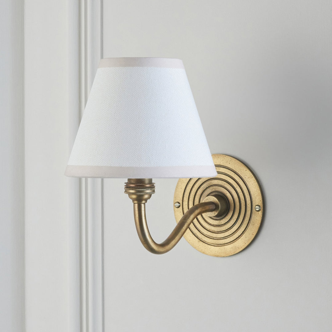 Endon 114101 Ripple Curve & Ivy 16cm Wall Light Antique Brass & Vintage White Fabric