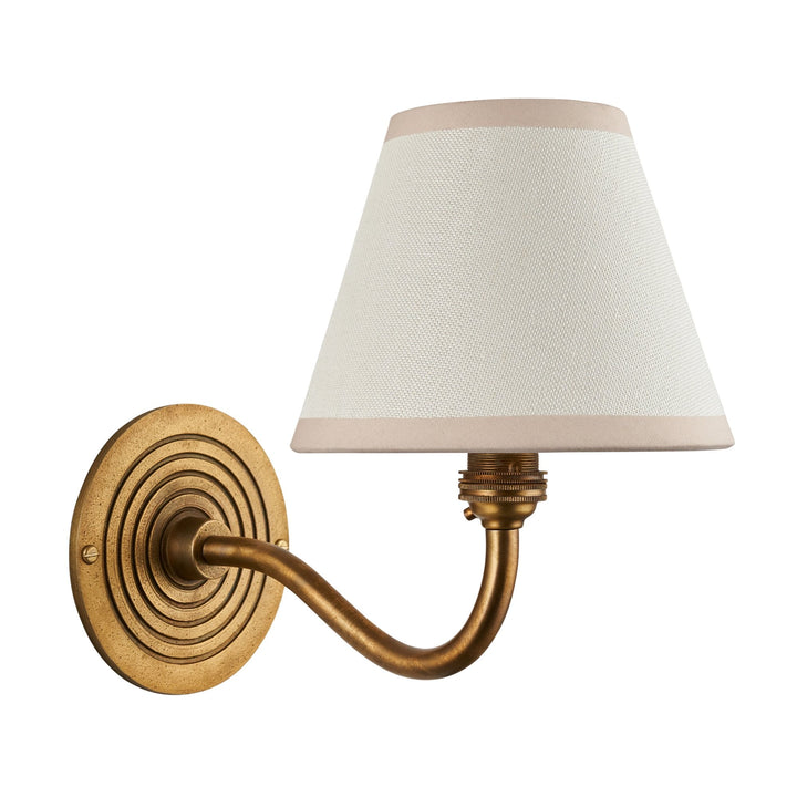 Endon 114101 Ripple Curve & Ivy 16cm Wall Light Antique Brass & Vintage White Fabric