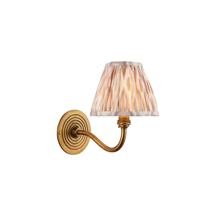Endon 114102 Ripple Curve & Ikat 16cm Wall Light Antique Brass & Neutral Print Fabric