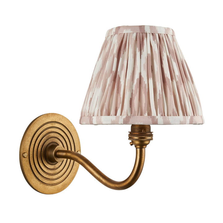 Endon 114102 Ripple Curve & Ikat 16cm Wall Light Antique Brass & Neutral Print Fabric