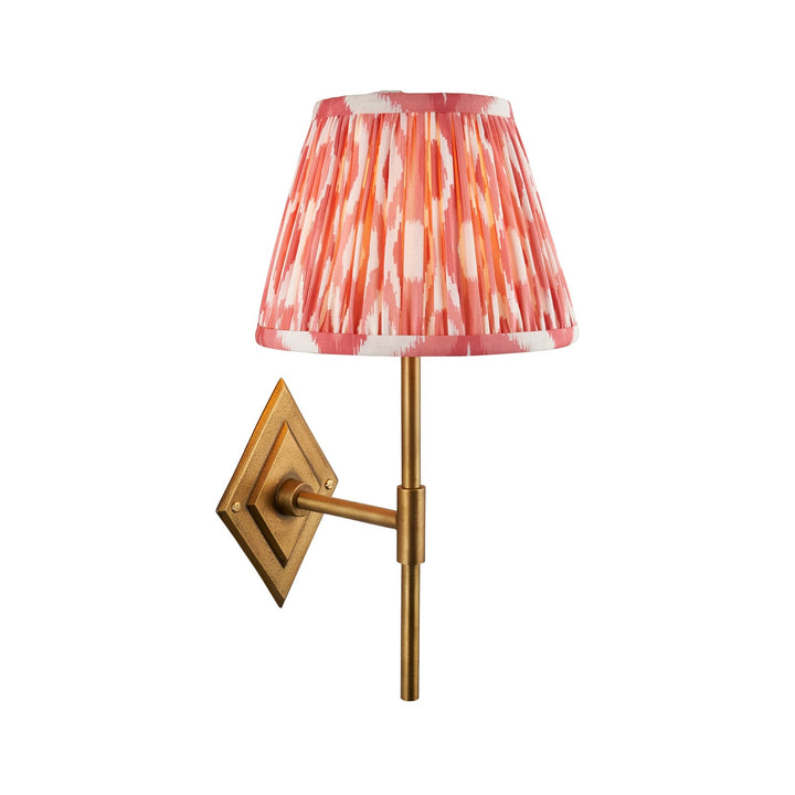 Endon 114153 Diamond Tall & Ikat 20cm Wall Light Antique Brass & Coral Pink Fabric