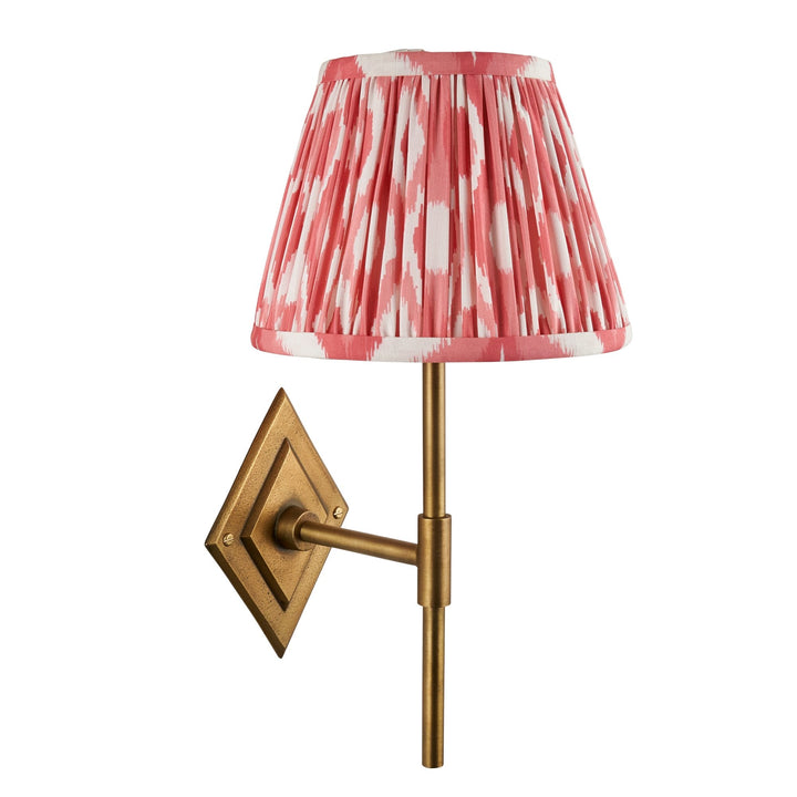 Endon 114153 Diamond Tall & Ikat 20cm Wall Light Antique Brass & Coral Pink Fabric