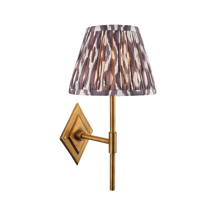 Endon 114161 Diamond Tall & Ikat 20cm Wall Light Antique Brass & Pearl Grey Fabric