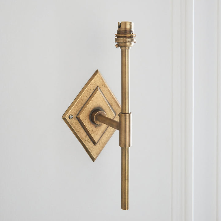 Endon 114161 Diamond Tall & Ikat 20cm Wall Light Antique Brass & Pearl Grey Fabric