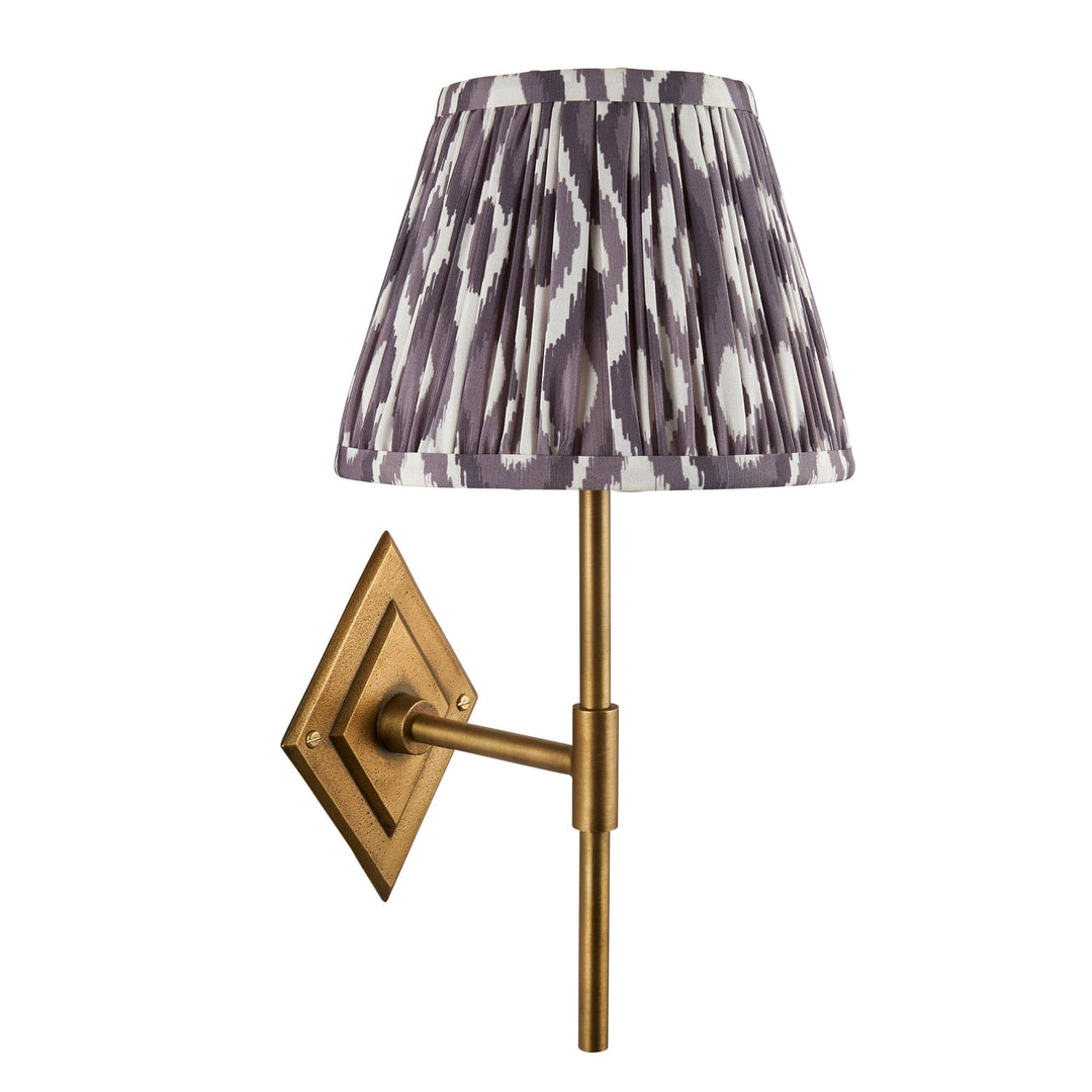 Endon 114161 Diamond Tall & Ikat 20cm Wall Light Antique Brass & Pearl Grey Fabric