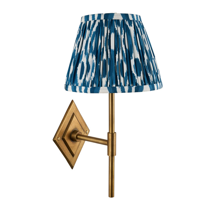 Endon 114162 Diamond Tall & Ikat 20cm Wall Light Antique Brass & Marlin Blue Fabric