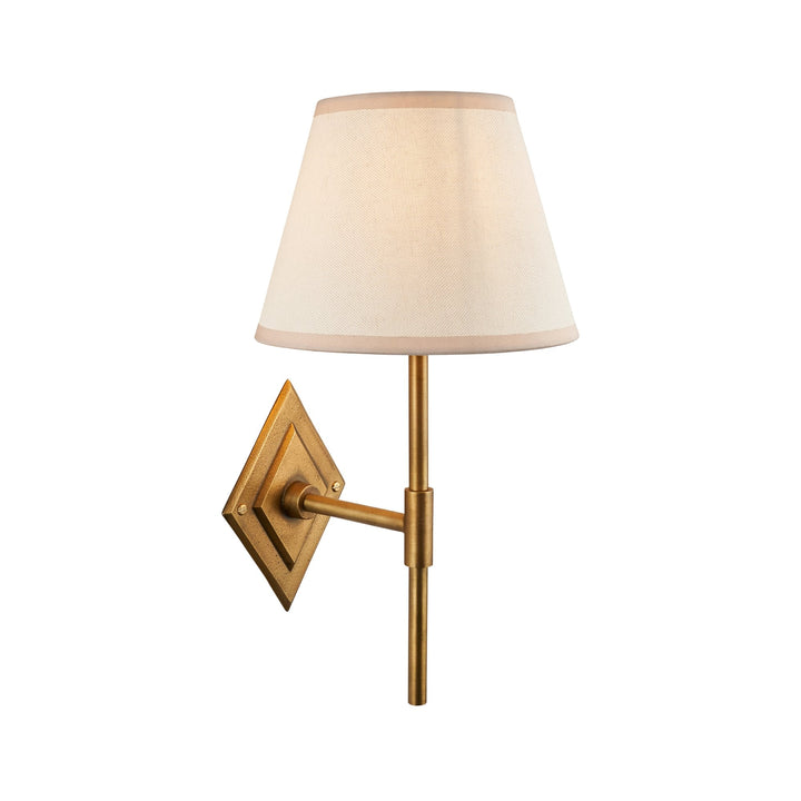 Endon 114165 Diamond Tall & Ivy 20cm Wall Light Antique Brass & Vintage White Fabric