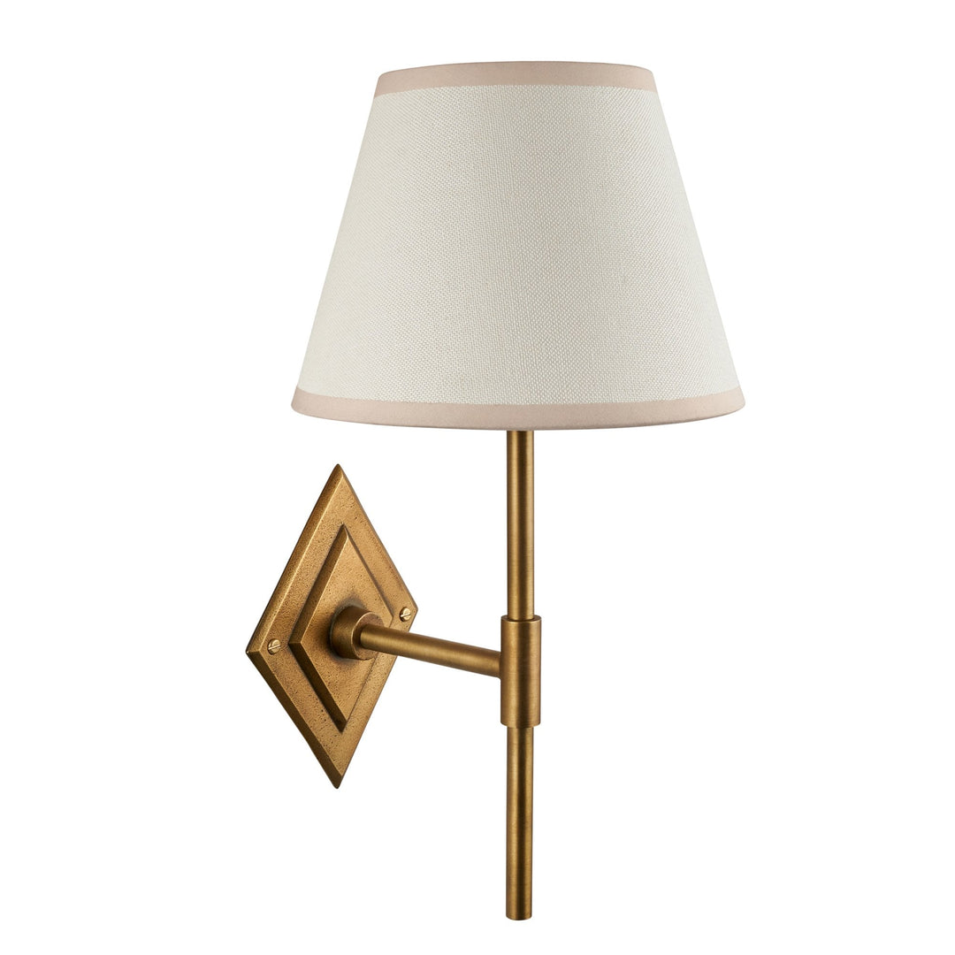 Endon 114165 Diamond Tall & Ivy 20cm Wall Light Antique Brass & Vintage White Fabric
