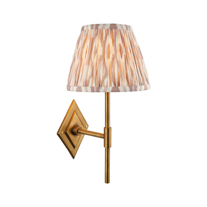 Endon 114166 Diamond Tall & Ikat 20cm Wall Light Antique Brass & Neutral Print Fabric