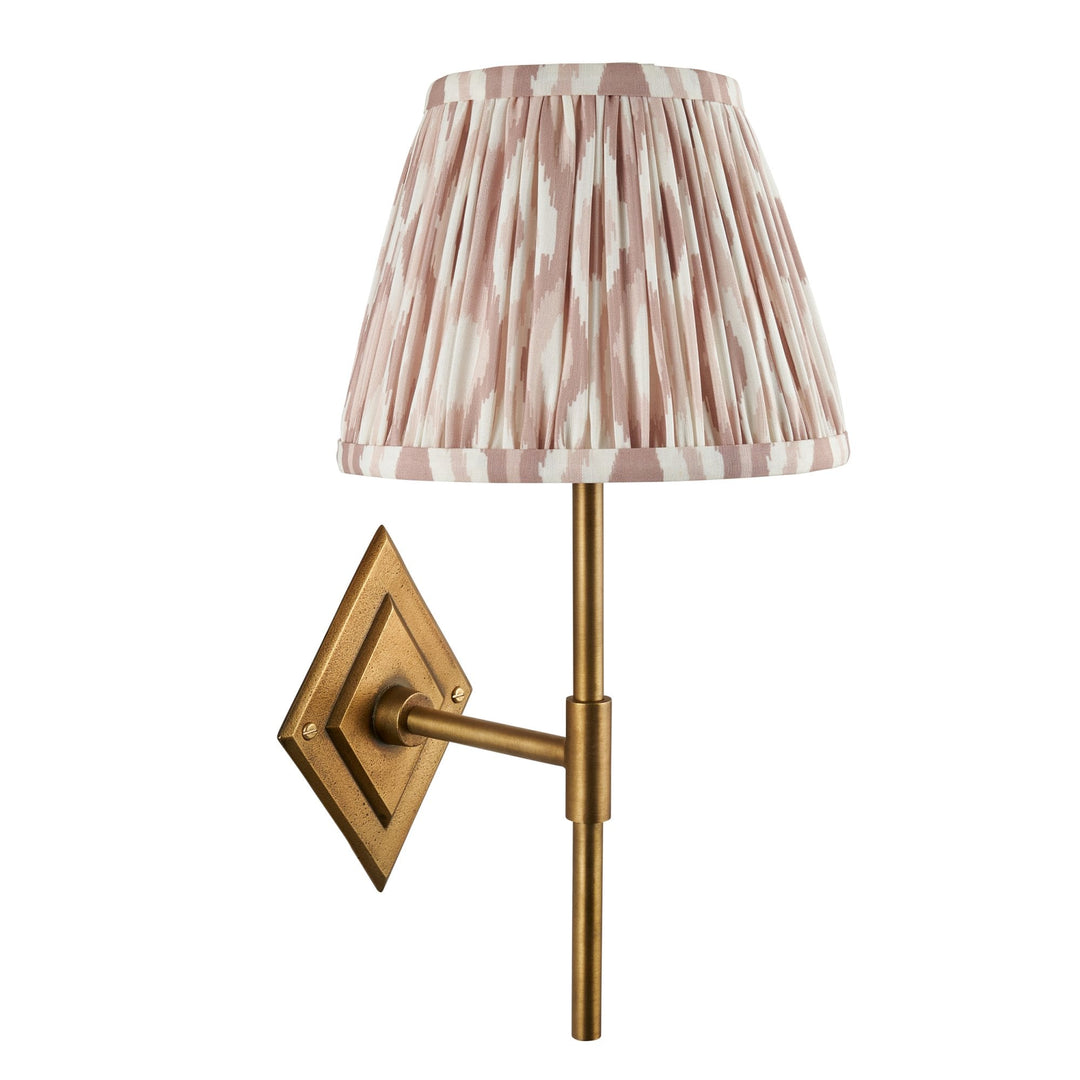 Endon 114166 Diamond Tall & Ikat 20cm Wall Light Antique Brass & Neutral Print Fabric