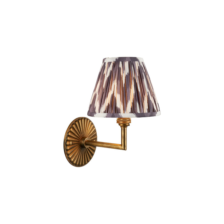 Endon 115317 Dahlia Angle & Zigzag 16cm Wall Light Antique Brass & Pearl Grey Fabric