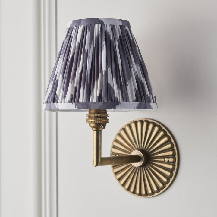 Endon 115317 Dahlia Angle & Zigzag 16cm Wall Light Antique Brass & Pearl Grey Fabric