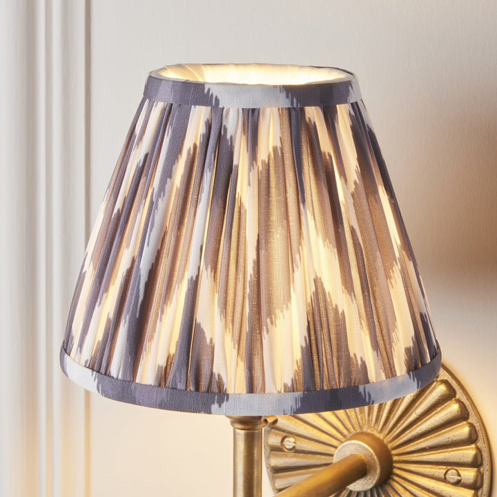 Endon 115317 Dahlia Angle & Zigzag 16cm Wall Light Antique Brass & Pearl Grey Fabric