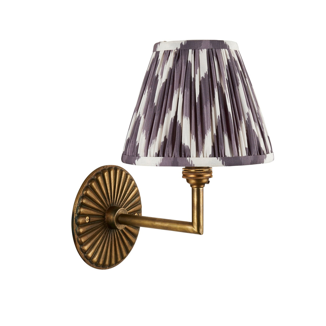Endon 115317 Dahlia Angle & Zigzag 16cm Wall Light Antique Brass & Pearl Grey Fabric