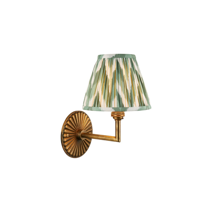 Endon 115324 Dahlia Angle & Zigzag 16cm Wall Light Antique Brass & Cotswold Green Fabric
