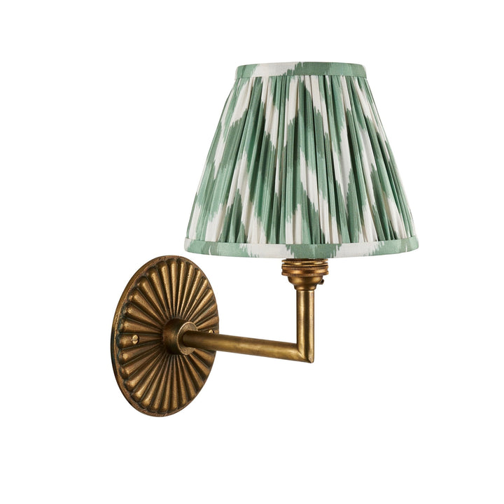 Endon 115324 Dahlia Angle & Zigzag 16cm Wall Light Antique Brass & Cotswold Green Fabric