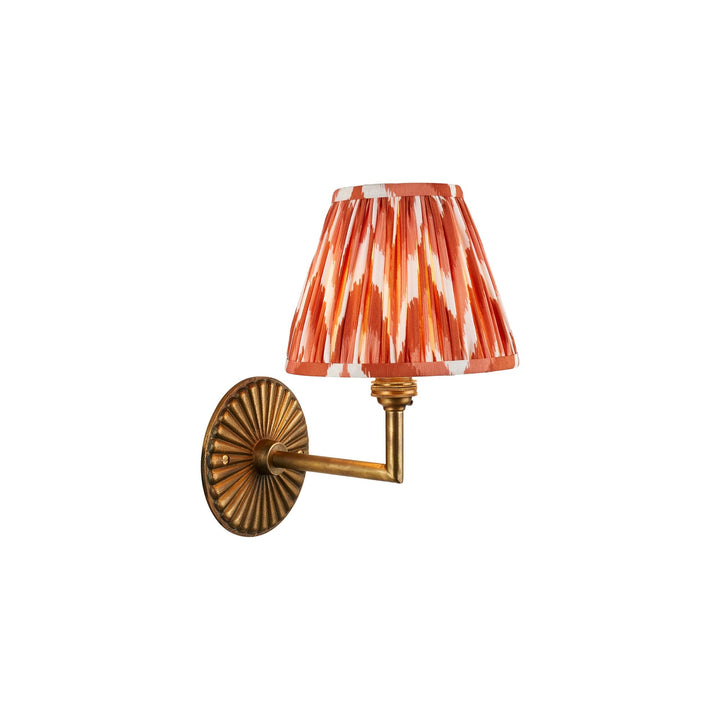 Endon 115325 Dahlia Angle & Zigzag 16cm Wall Light Antique Brass & Apricot Orange Fabric