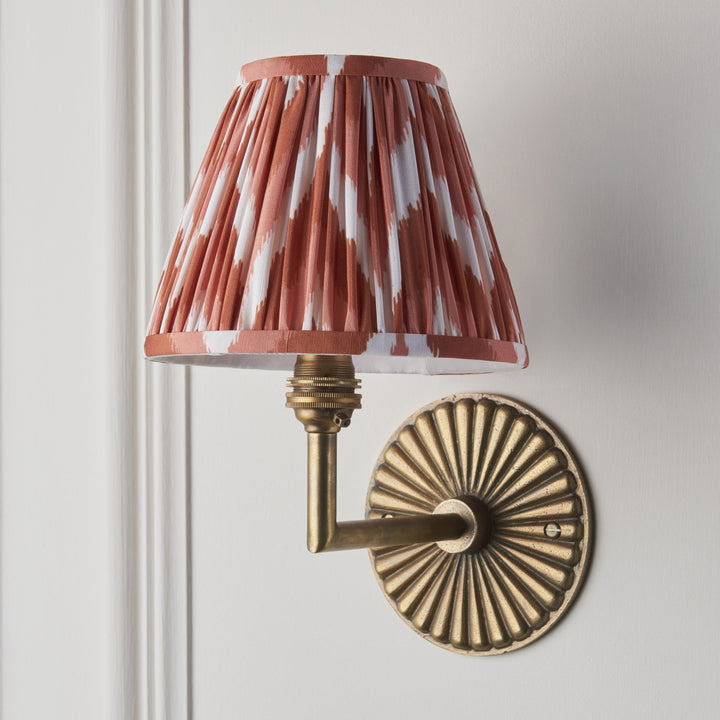 Endon 115325 Dahlia Angle & Zigzag 16cm Wall Light Antique Brass & Apricot Orange Fabric