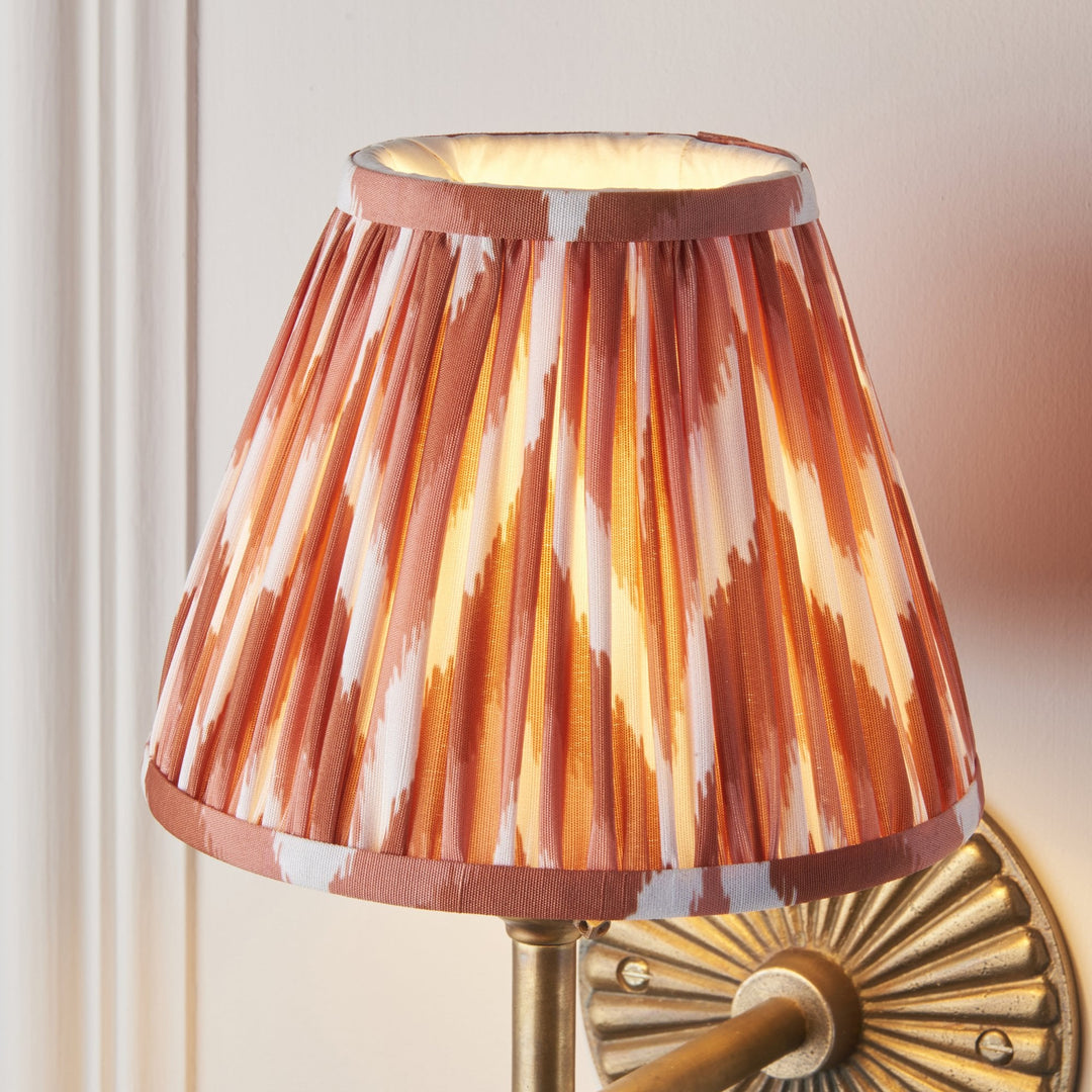 Endon 115325 Dahlia Angle & Zigzag 16cm Wall Light Antique Brass & Apricot Orange Fabric