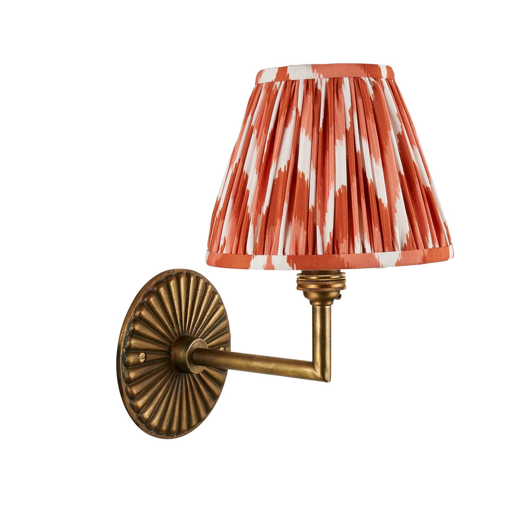 Endon 115325 Dahlia Angle & Zigzag 16cm Wall Light Antique Brass & Apricot Orange Fabric