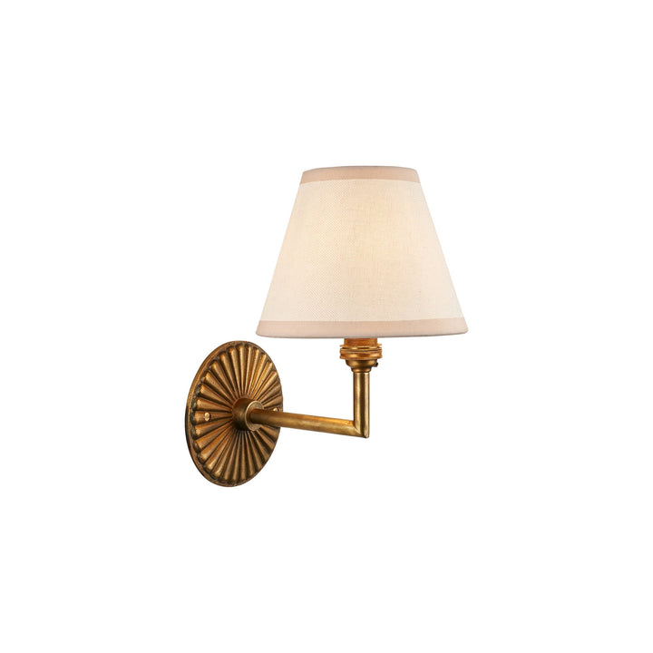 Endon 115329 Dahlia Angle & Ivy 16cm Wall Light Antique Brass & Vintage White Fabric
