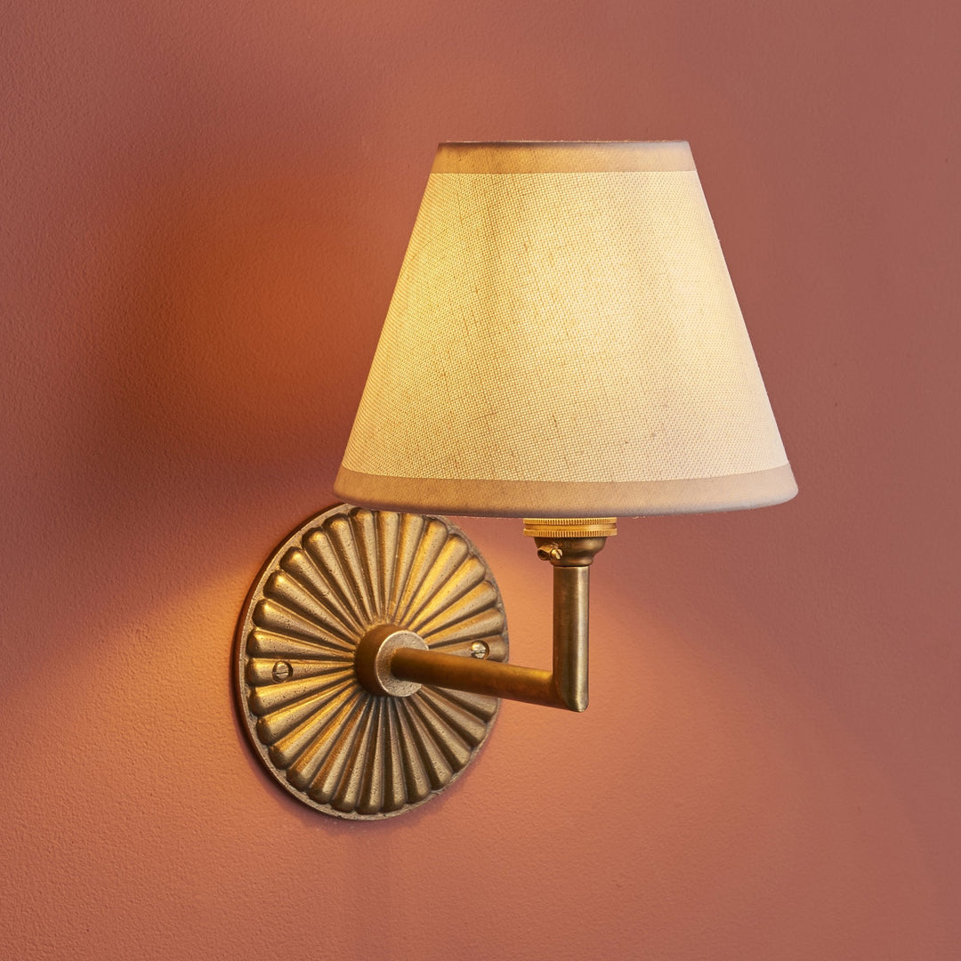 Endon 115329 Dahlia Angle & Ivy 16cm Wall Light Antique Brass & Vintage White Fabric