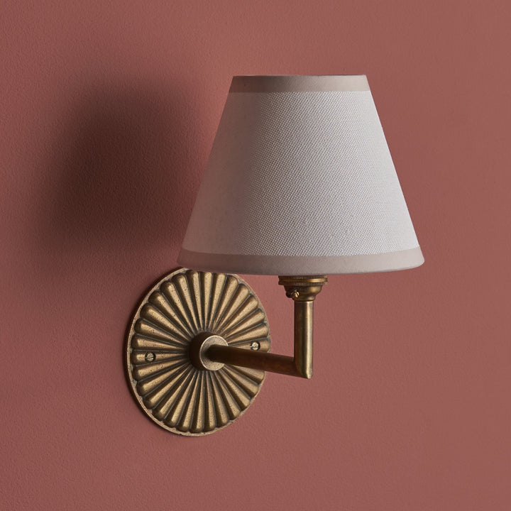 Endon 115329 Dahlia Angle & Ivy 16cm Wall Light Antique Brass & Vintage White Fabric
