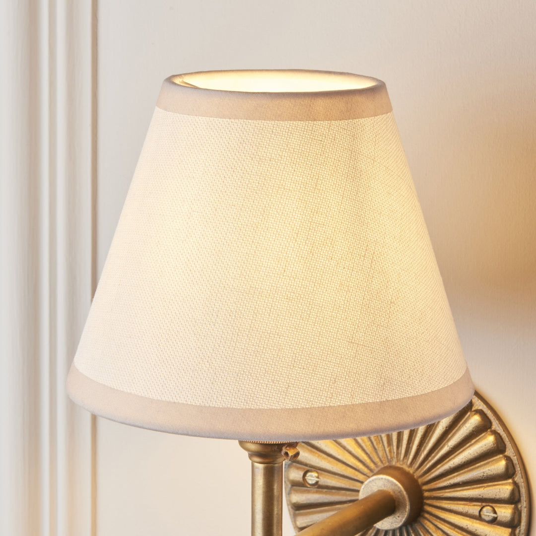 Endon 115329 Dahlia Angle & Ivy 16cm Wall Light Antique Brass & Vintage White Fabric