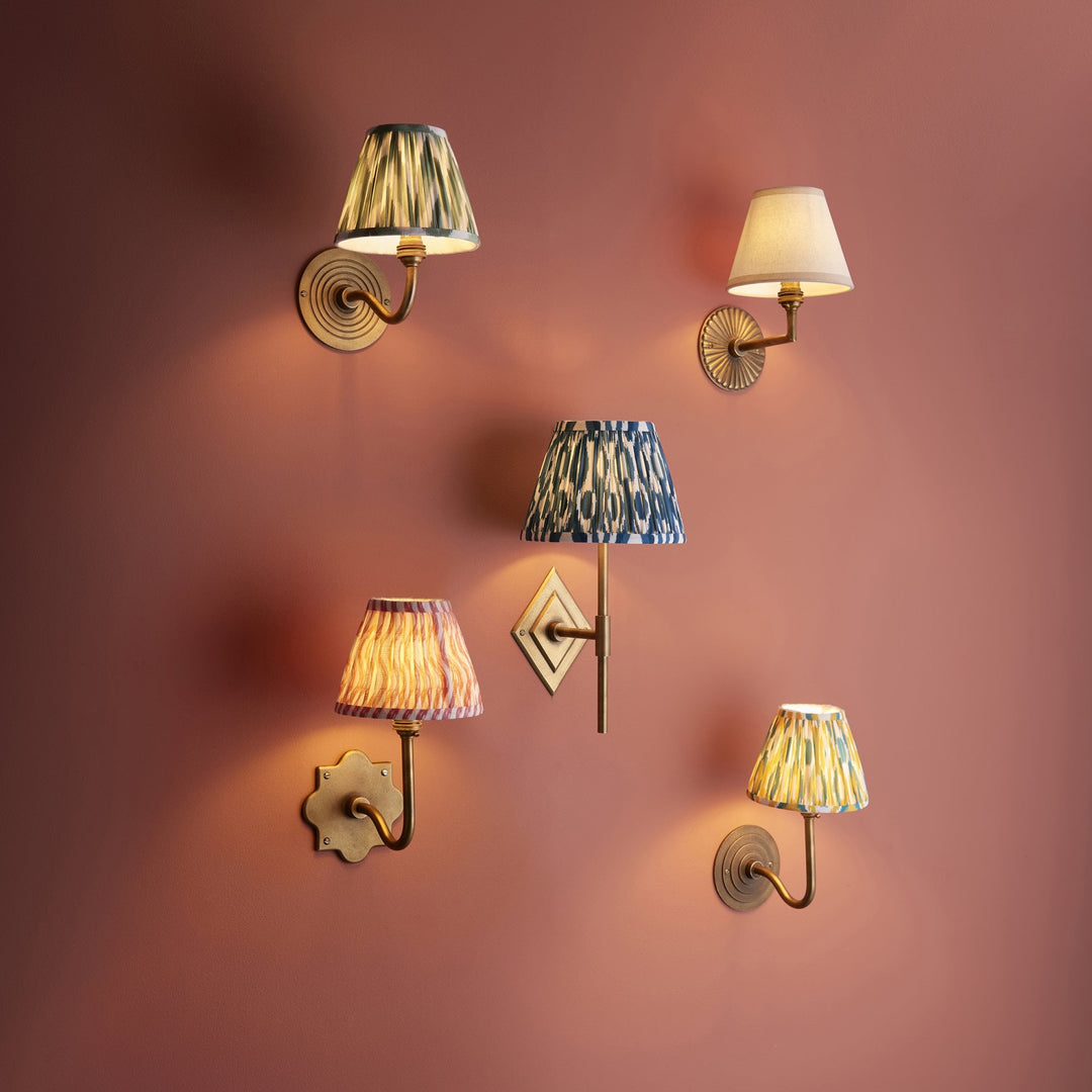 Endon 115329 Dahlia Angle & Ivy 16cm Wall Light Antique Brass & Vintage White Fabric
