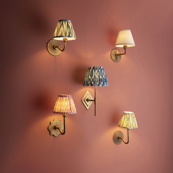 Endon 115329 Dahlia Angle & Ivy 16cm Wall Light Antique Brass & Vintage White Fabric