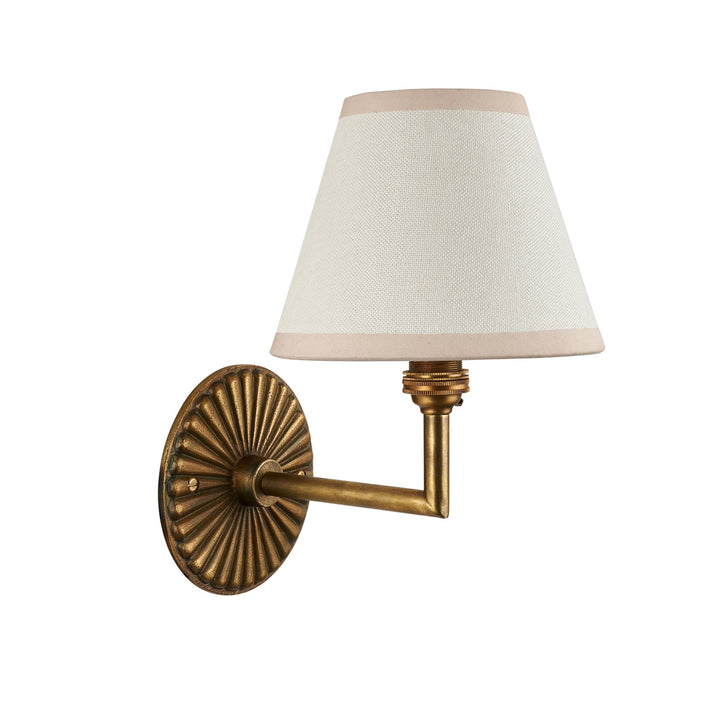Endon 115329 Dahlia Angle & Ivy 16cm Wall Light Antique Brass & Vintage White Fabric