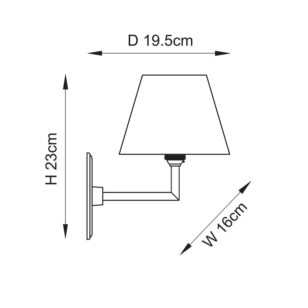 Endon 115329 Dahlia Angle & Ivy 16cm Wall Light Antique Brass & Vintage White Fabric