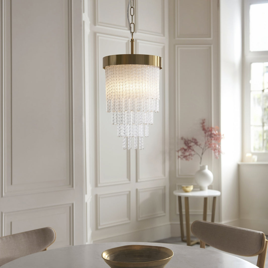 Endon 115345 Anistoria Pendant Brushed Aged Brass Plate & Clear Glass