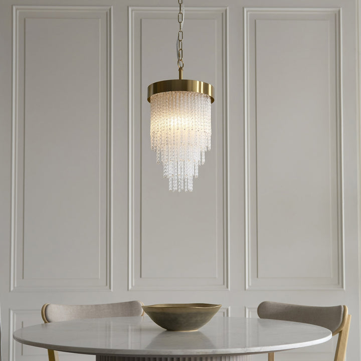Endon 115345 Anistoria Pendant Brushed Aged Brass Plate & Clear Glass