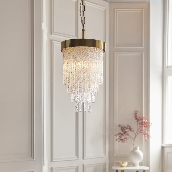 Endon 115345 Anistoria Pendant Brushed Aged Brass Plate & Clear Glass