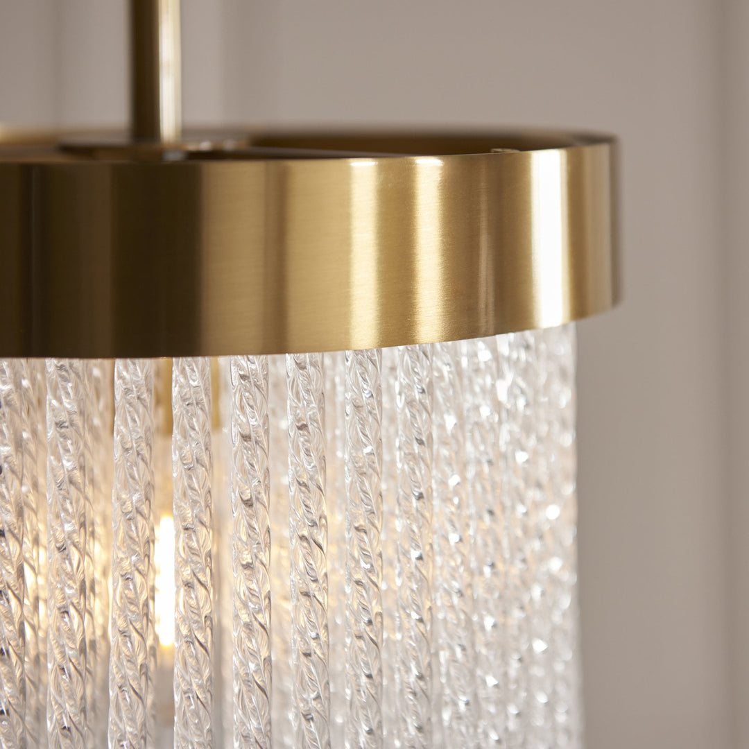Endon 115345 Anistoria Pendant Brushed Aged Brass Plate & Clear Glass