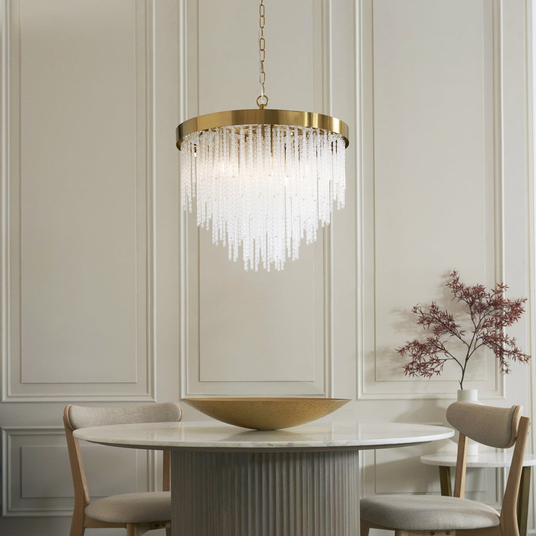 Endon 115346 Anistoria 5 Light Pendant Brushed Aged Brass Plate & Clear Glass