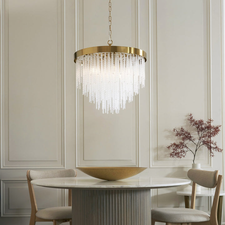 Endon 115346 Anistoria 5 Light Pendant Brushed Aged Brass Plate & Clear Glass