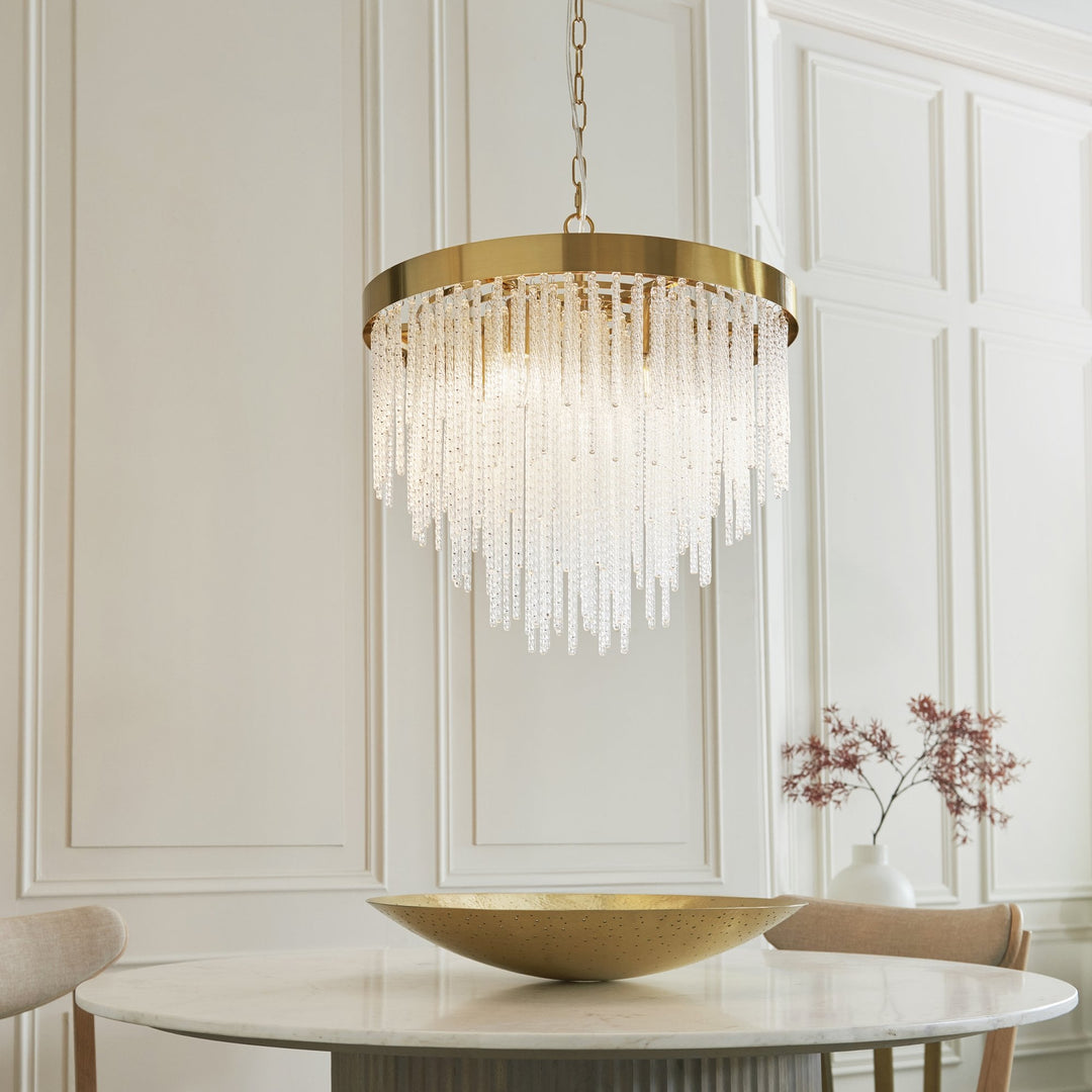 Endon 115346 Anistoria 5 Light Pendant Brushed Aged Brass Plate & Clear Glass