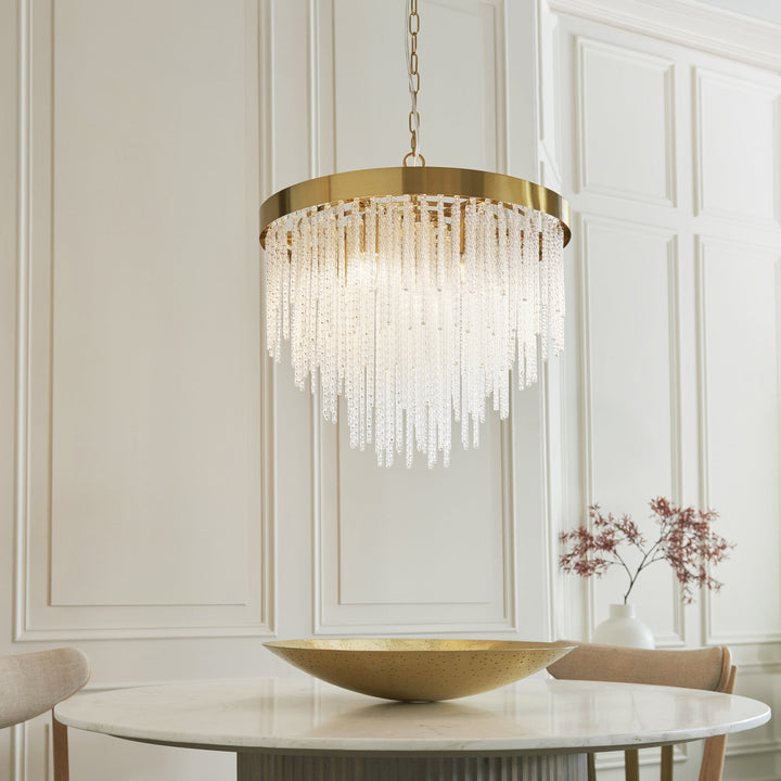 Endon 115346 Anistoria 5 Light Pendant Brushed Aged Brass Plate & Clear Glass