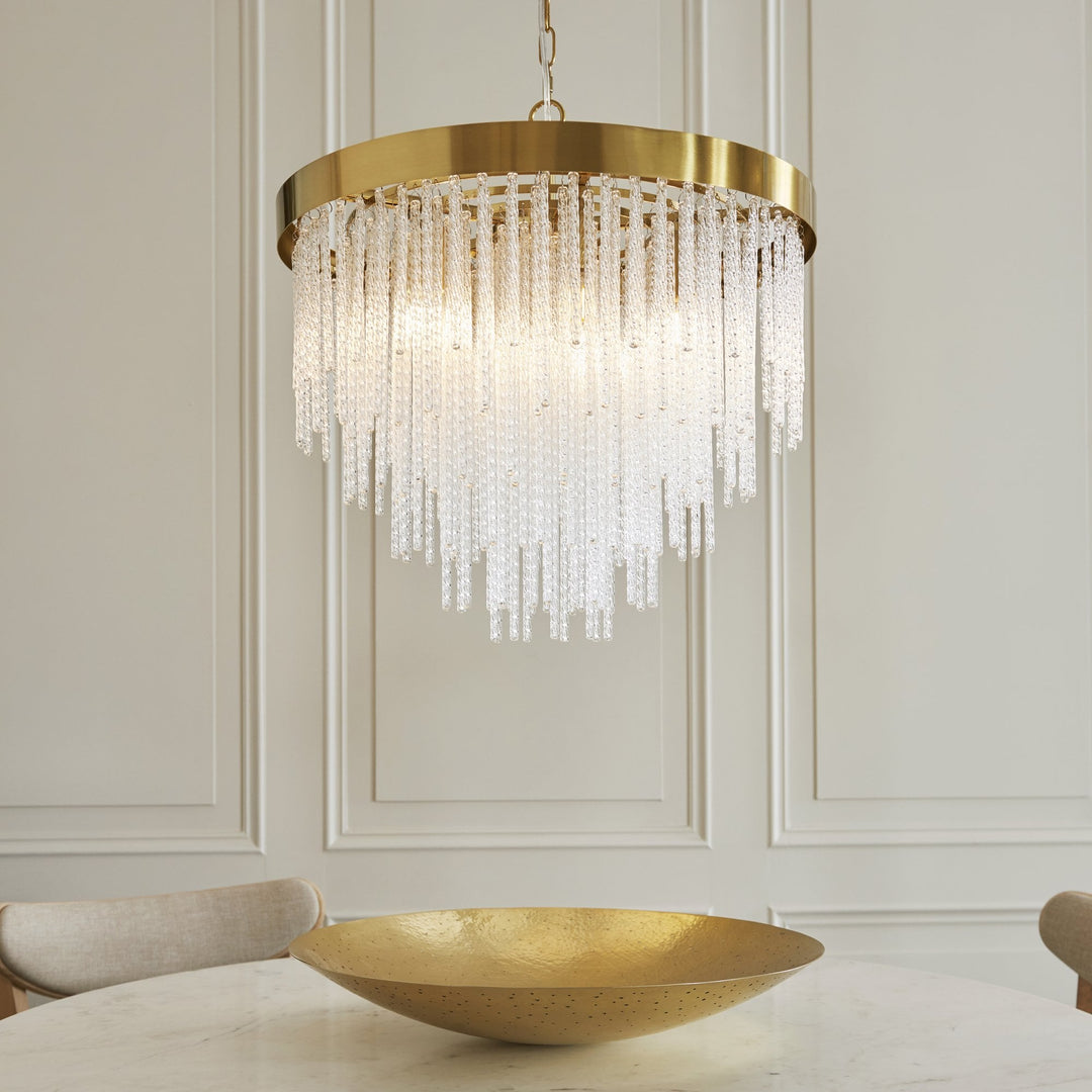 Endon 115346 Anistoria 5 Light Pendant Brushed Aged Brass Plate & Clear Glass