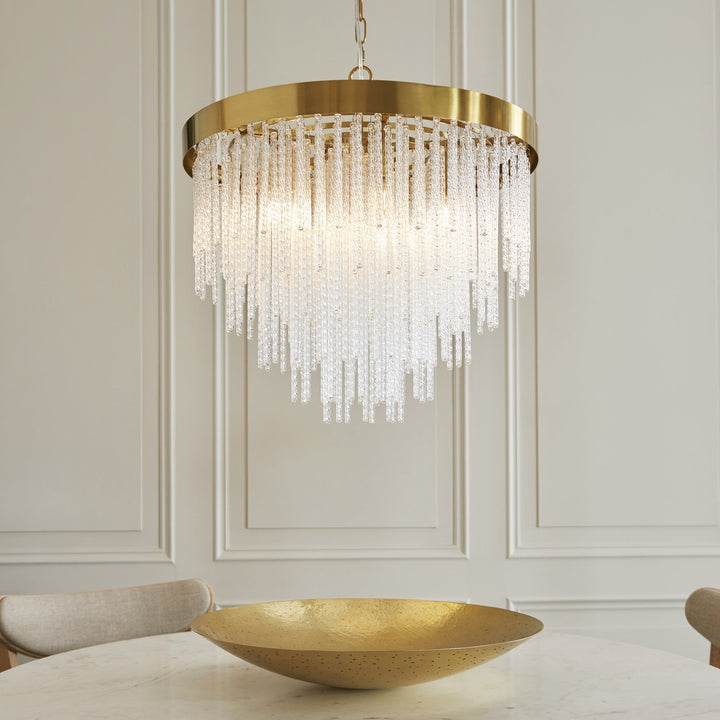 Endon 115346 Anistoria 5 Light Pendant Brushed Aged Brass Plate & Clear Glass