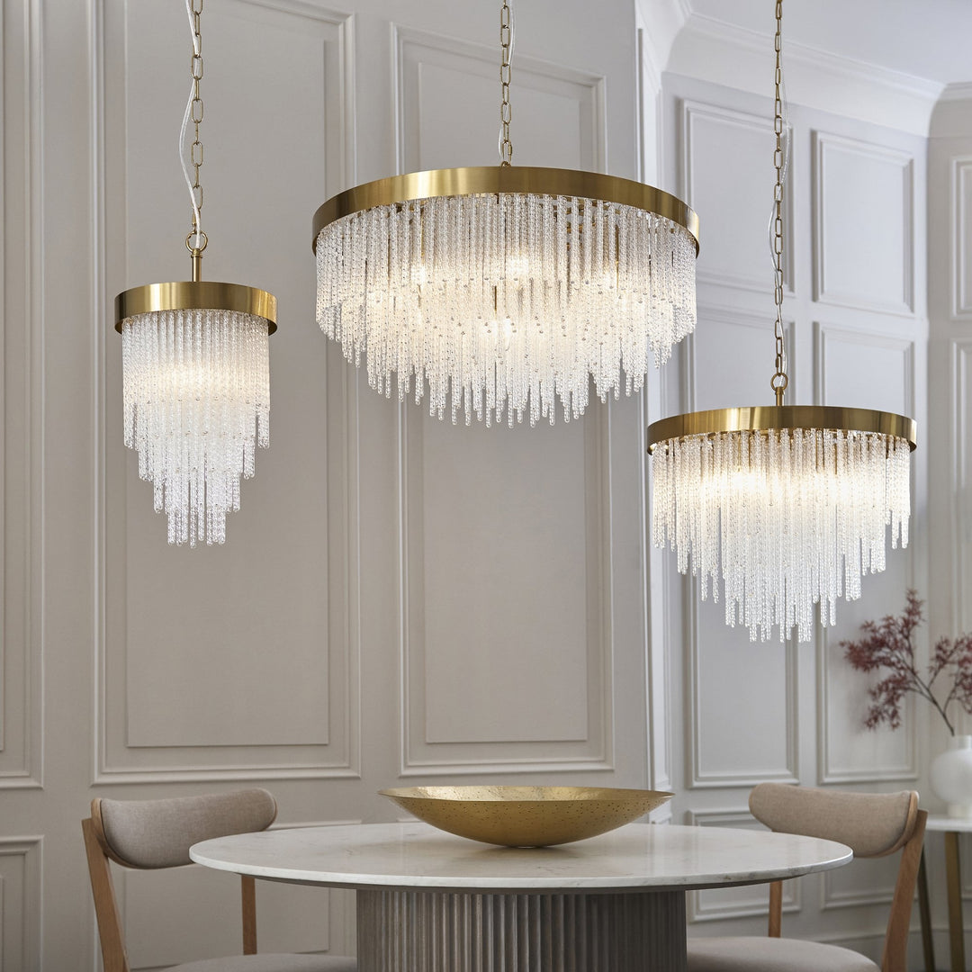 Endon 115346 Anistoria 5 Light Pendant Brushed Aged Brass Plate & Clear Glass