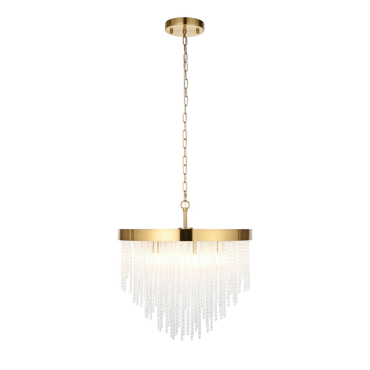 Endon 115346 Anistoria 5 Light Pendant Brushed Aged Brass Plate & Clear Glass