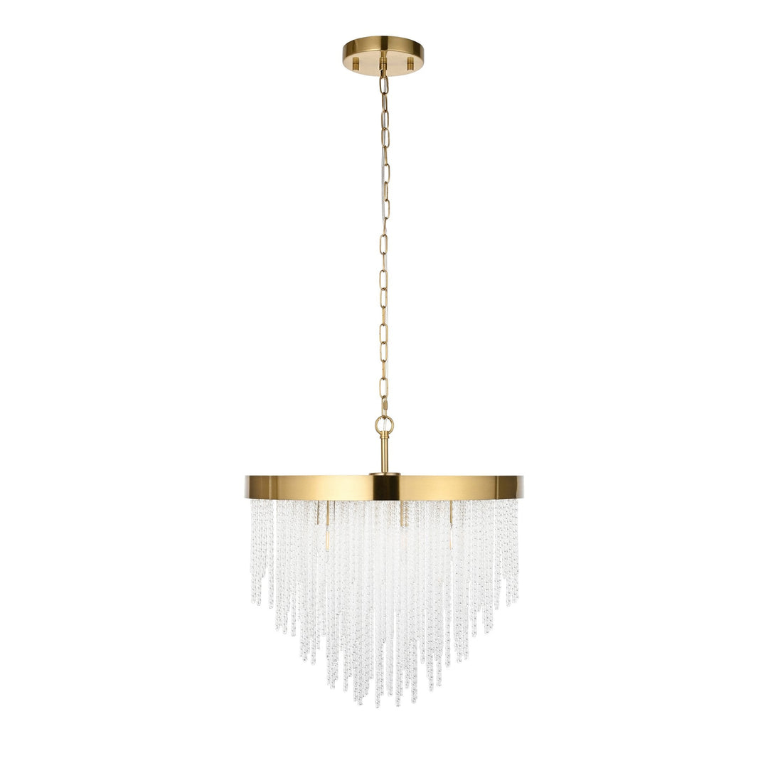 Endon 115346 Anistoria 5 Light Pendant Brushed Aged Brass Plate & Clear Glass