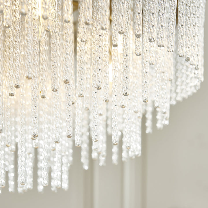 Endon 115347 Anistoria Grand 9 Light Pendant Brushed Aged Brass Plate & Clear Glass