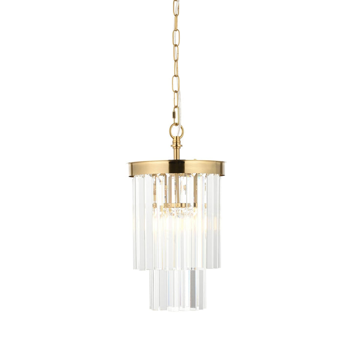 Endon 115455 Conaston Pendant Brushed Aged Brass Plate & Clear Cut Glass